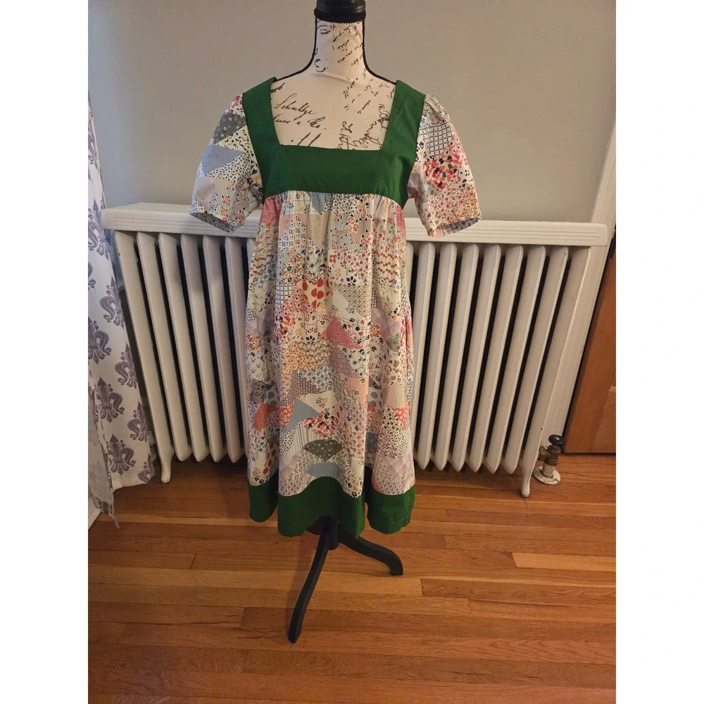 Carleen Anthropologie Patchwork Dress Prairie Cottagecore Rare Artisan Mini XS-S - Picture 5 of 13